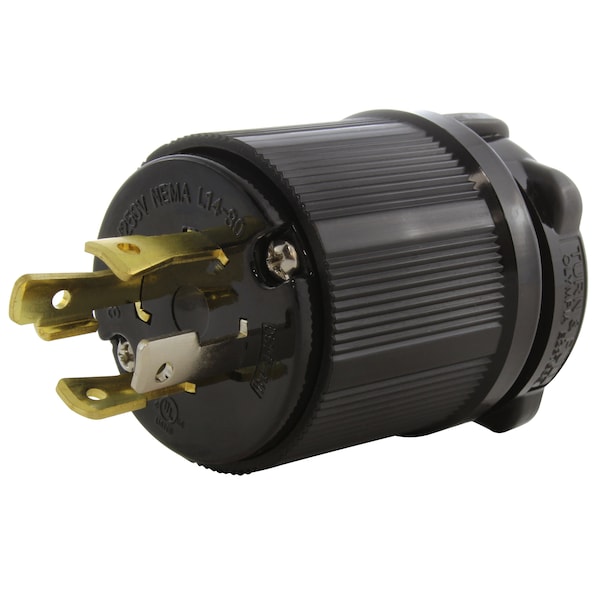 Locking Plug, L14-30P, 30 A, 125/250V AC, Black